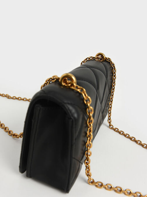 Paffuto Chain Handle Quilted Long Wallet, , hi-res