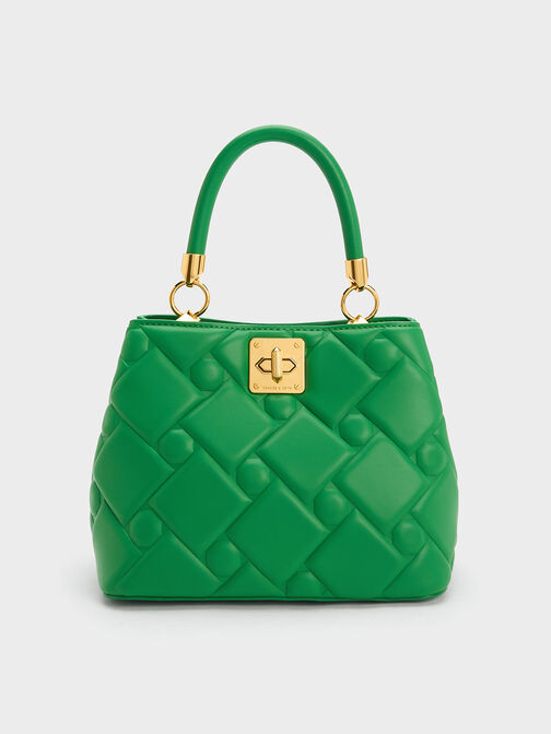 Tillie Quilted Top Handle Bag, สีเขียว, hi-res