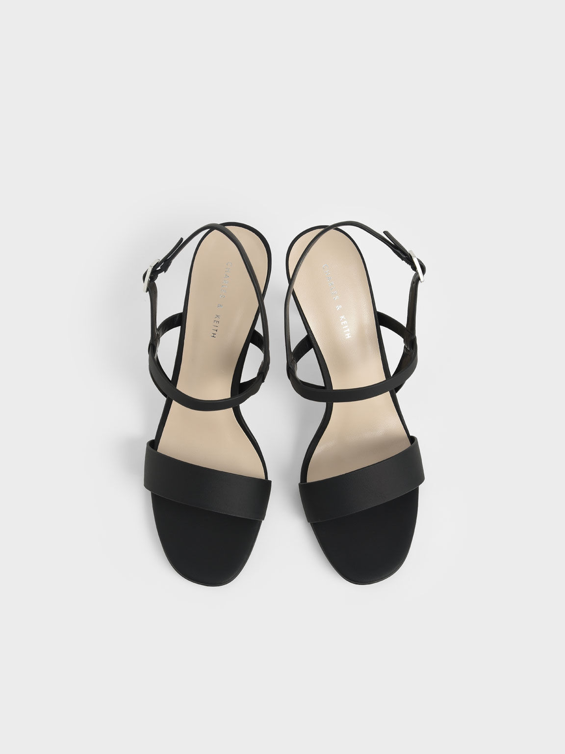 Slingback Heeled Sandals, Black, hi-res