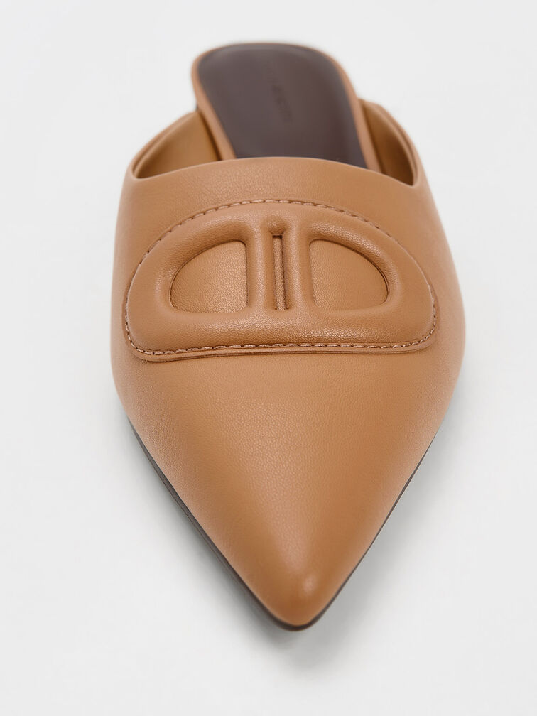 Oval Stitch-Trim Pointed-Toe Mules, , hi-res
