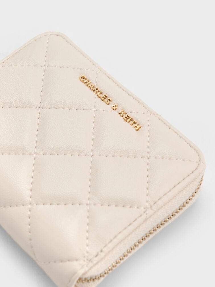 Alva Quilted Zip-Around Wallet, Cream, hi-res