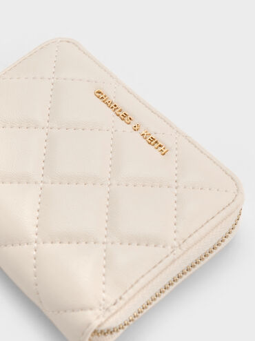 Alva Quilted Zip-Around Wallet, Cream, hi-res