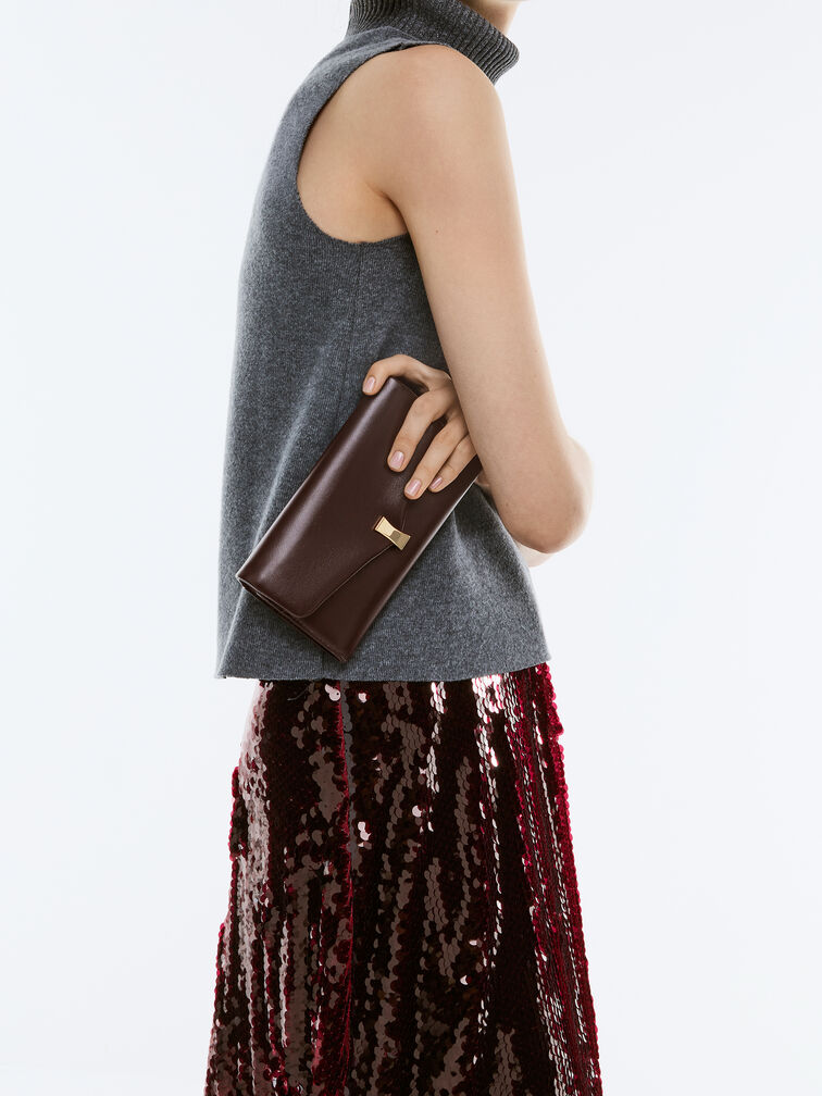 Lilibet Metallic-Accent Chain-Strap Long Wallet, Plum, hi-res