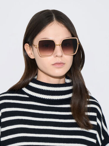 Oversized Square Butterfly Sunglasses, , hi-res