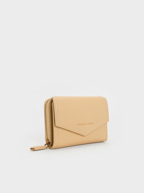 Stitch Trim Envelope Wallet, Beige, hi-res