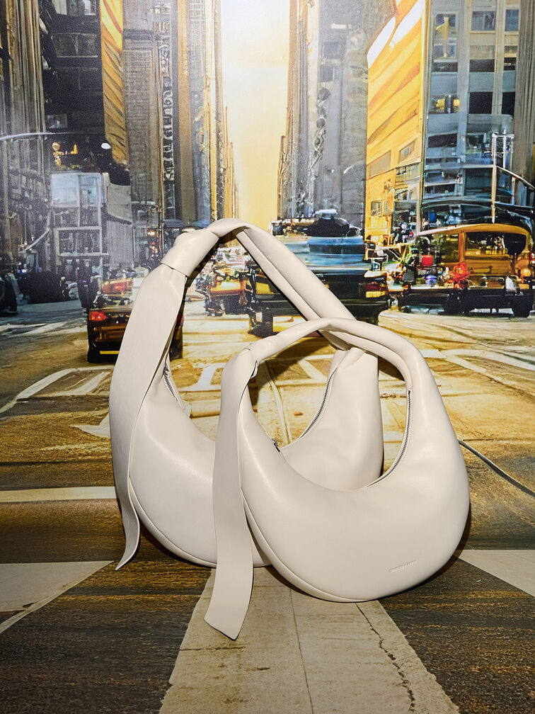 Mini Toni Knotted Crescent Hobo Bag, Chalk, hi-res