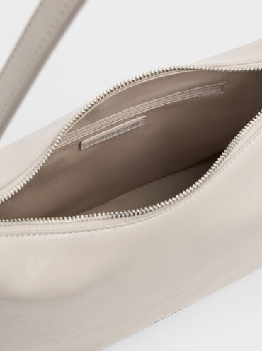 กระเป๋าโฮโบตกแต่งโซ่รุ่น Atwood, สีเชลล์เกรย์, hi-res