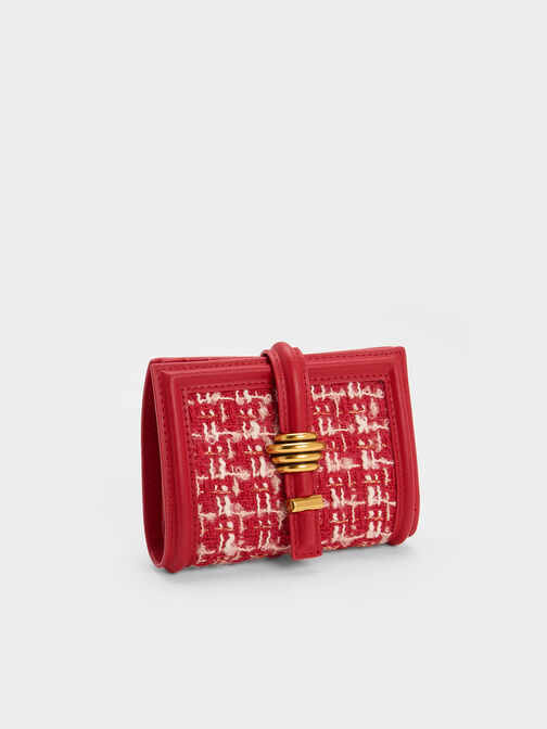 Trudy Metallic Accent Tweed Wallet, สีแดง, hi-res