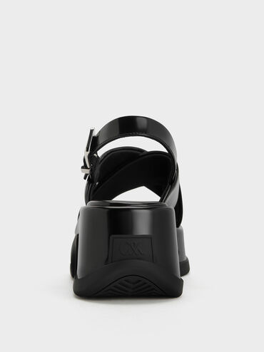 Caria Leather Platform Sandals, Black Boxed, hi-res