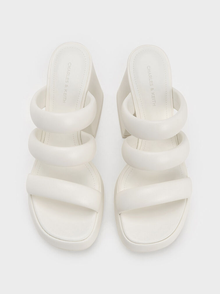 Tattie Puffy-Strap Platform Mules, White, hi-res