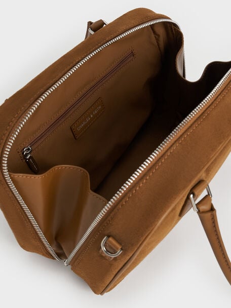 Sianna Recycled Suede Bowling Bag, , hi-res
