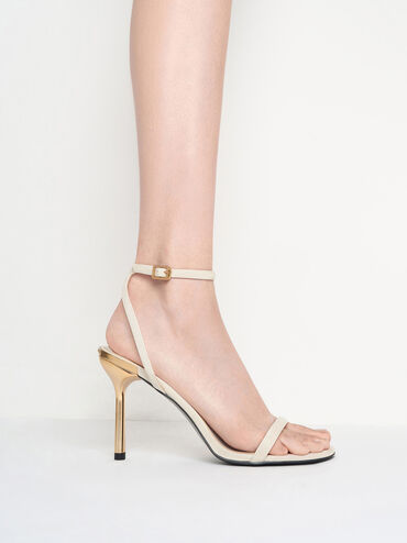 Metallic Stiletto-Heel Ankle-Strap Sandals, Chalk, hi-res