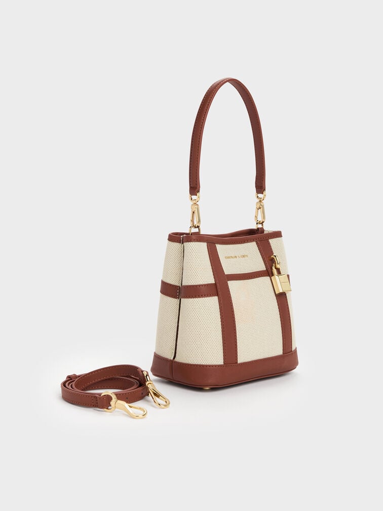 Scottie Canvas Bucket Bag, Brick, hi-res