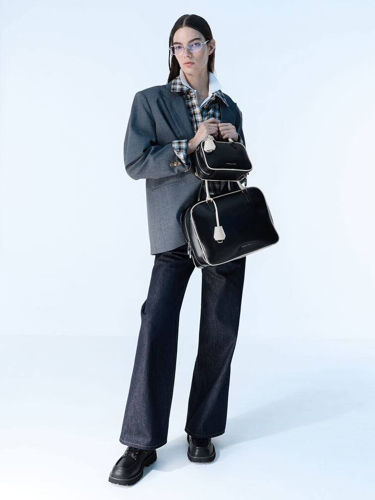 กระเป๋าทรงโบว์ลิ่งดีไซน์แบบทูโทนไซซ์มินิรุ่น Sianna, สีมัลติ, hi-res