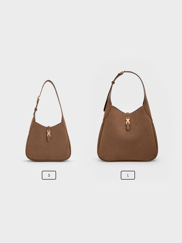 Mini Adalyn Recycled Suede Hobo Bag, Mocha Brown, hi-res