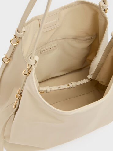 กระเป๋าโท้ทผ้าไนลอนรุ่น Levy, สีดัสเต็ดโอ๊ต, hi-res