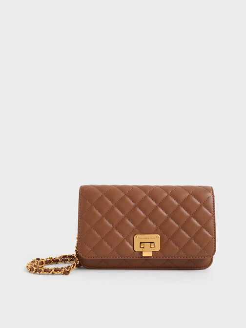 Quilted Push-Lock Clutch, , hi-res
