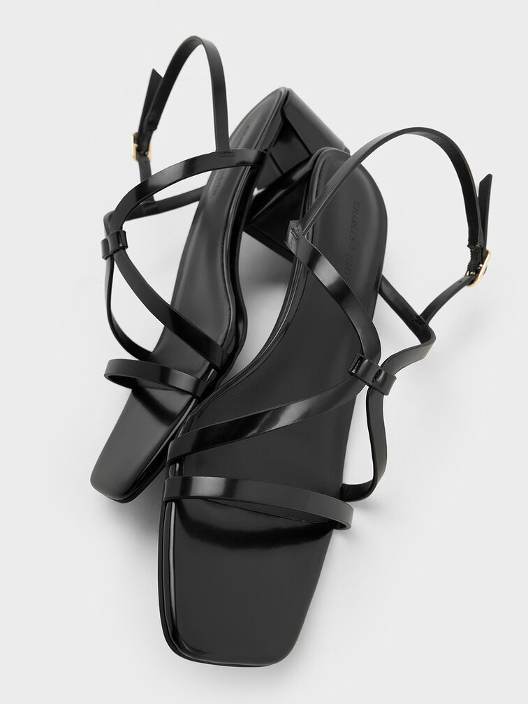 Strappy Block-Heel Slingback Sandals, Black Boxed, hi-res