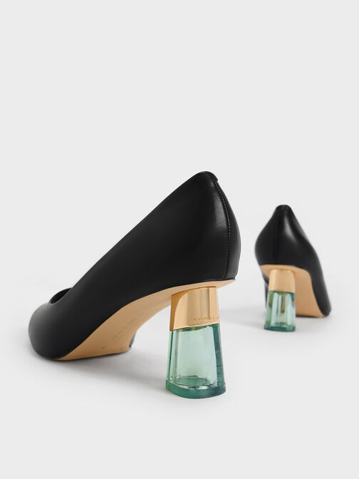 Metallic Accent Clear Heel Pumps, , hi-res