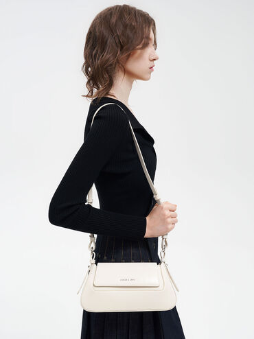 Olivia Trapeze Shoulder Bag, สีครีม, hi-res
