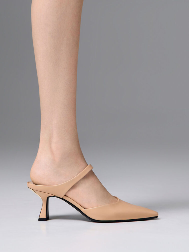 Slant Heel Mules, สีนู้ด, hi-res