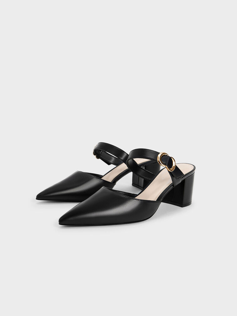Metallic Accent Pointed-Toe Pumps, , hi-res