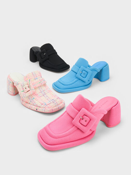 Sinead Woven Buckled Loafer Mules, , hi-res