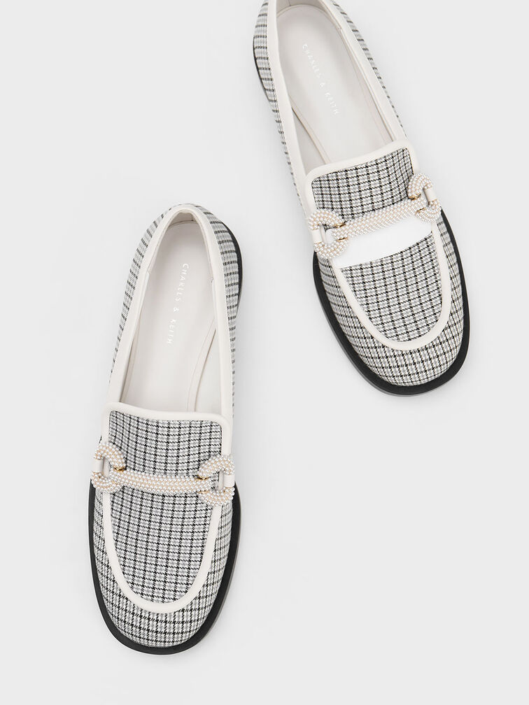 Checkered Beaded Strap Loafers, , hi-res