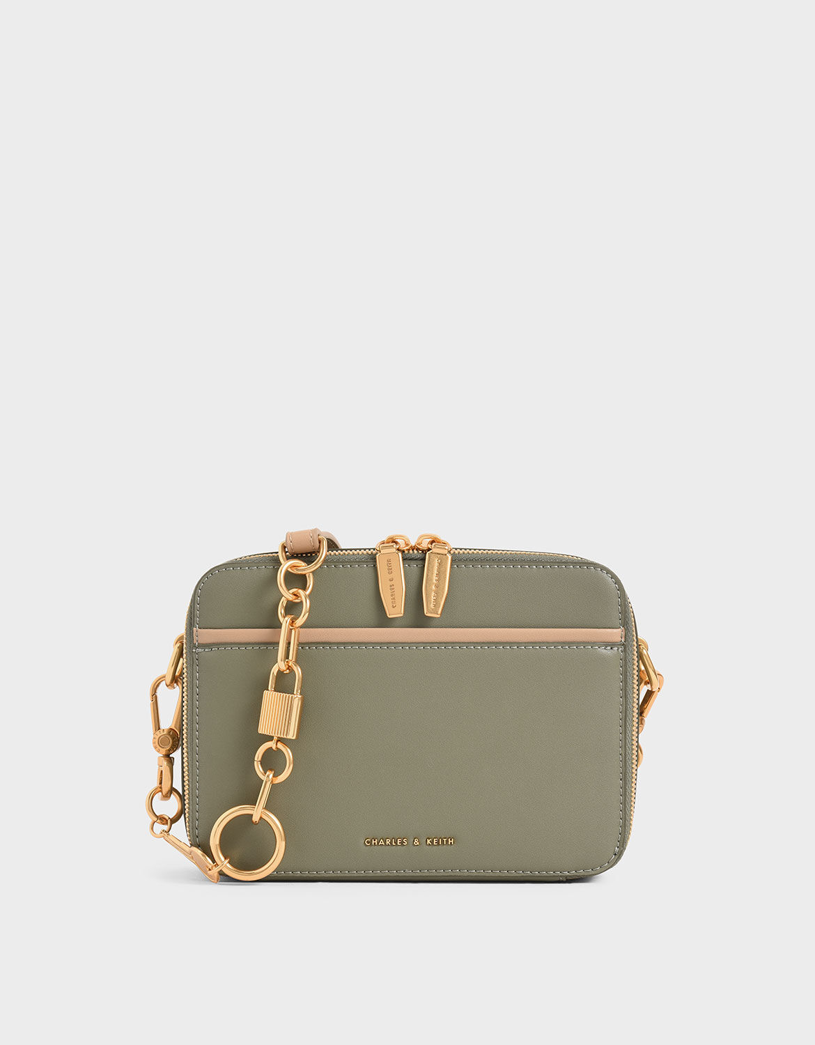 Sage Green Lock & Key Chain Handle Bag - CHARLES & KEITH TH