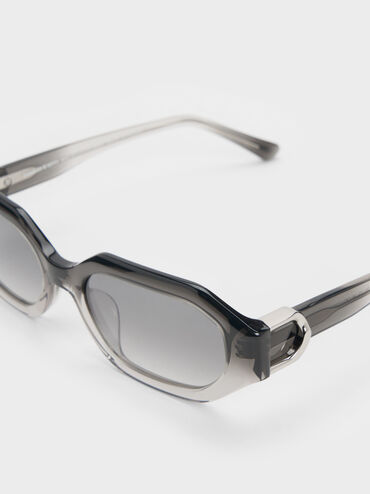 Gabine Ombre Oval Sunglasses, Grey, hi-res