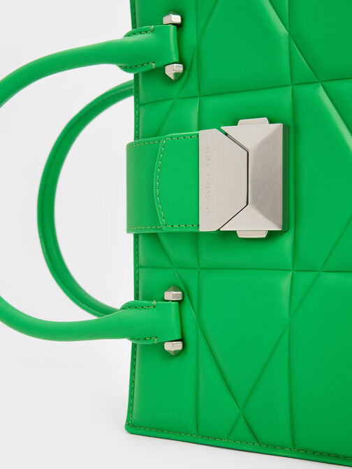 Blanche Quilted Top Handle Bag, สีเขียว, hi-res