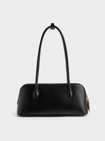 Ginevra Structured Shoulder Bag, Black, hi-res