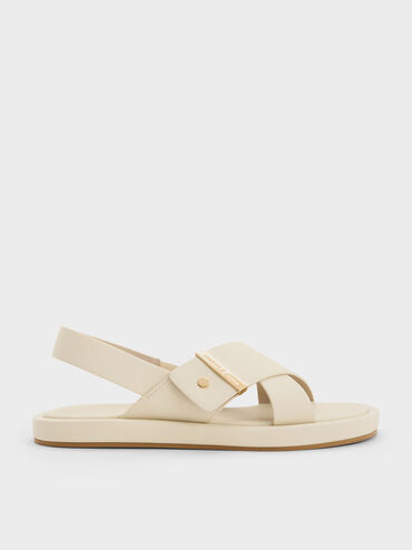 Crossover Back Strap Sandals, Chalk, hi-res