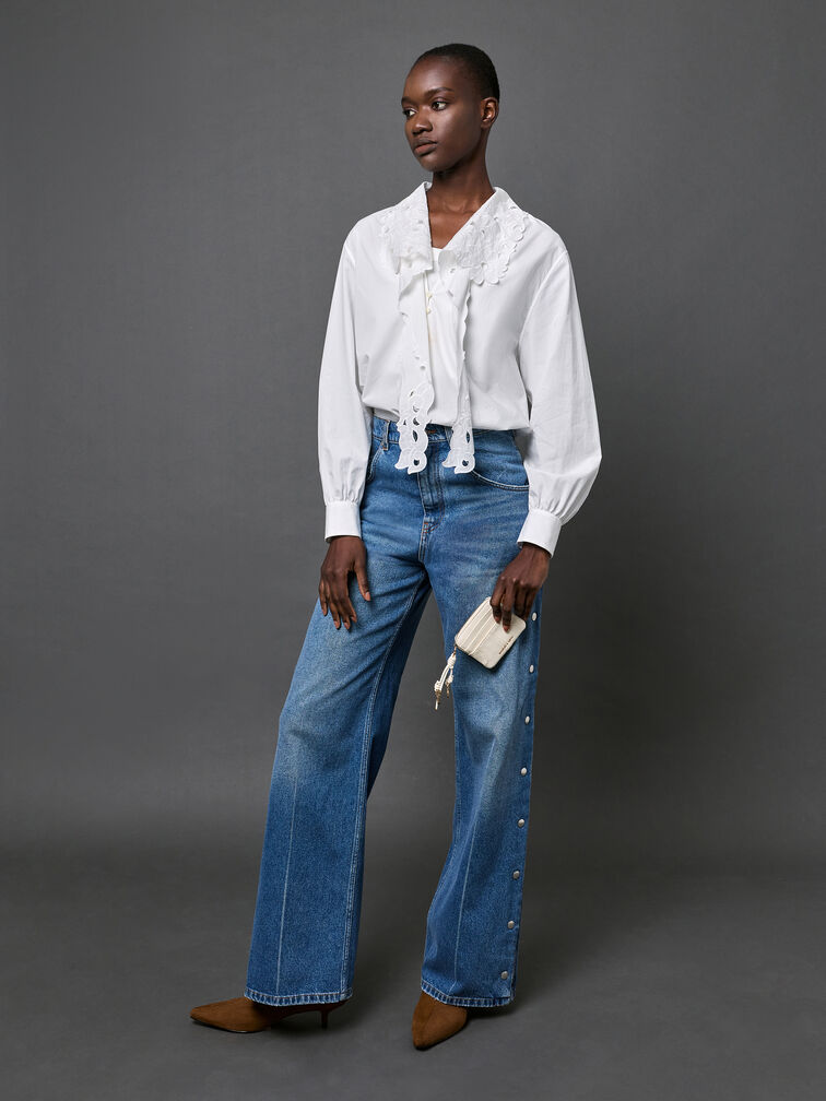 กระเป๋าใส่บัตรดีไซน์ซิปด้านบนรุ่น Ciara, สีครีม, hi-res