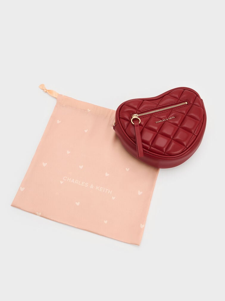 Paffuto Quilted Heart Crossbody Bag, Tomato Red, hi-res