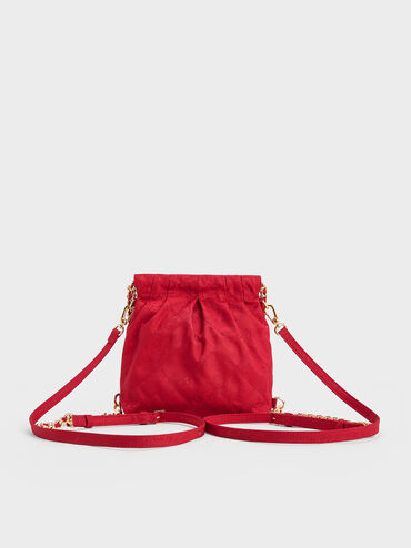 Duo Jacquard Chain-Handle Two-Way Backpack, Crimson Red, hi-res