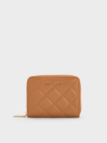 Alva Quilted Zip-Around Wallet, Russet Brown, hi-res