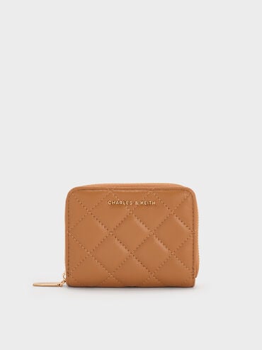 Alva Quilted Zip-Around Wallet, Russet Brown, hi-res