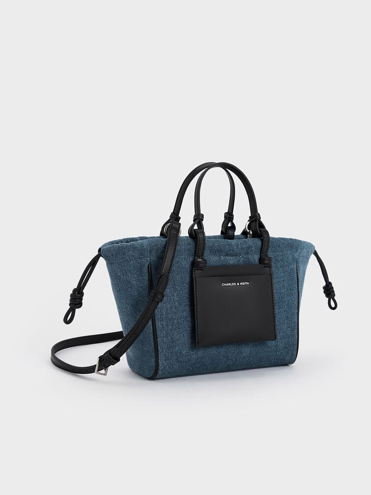 Babylon Denim Drawstring Tote Bag, Denim Blue, hi-res
