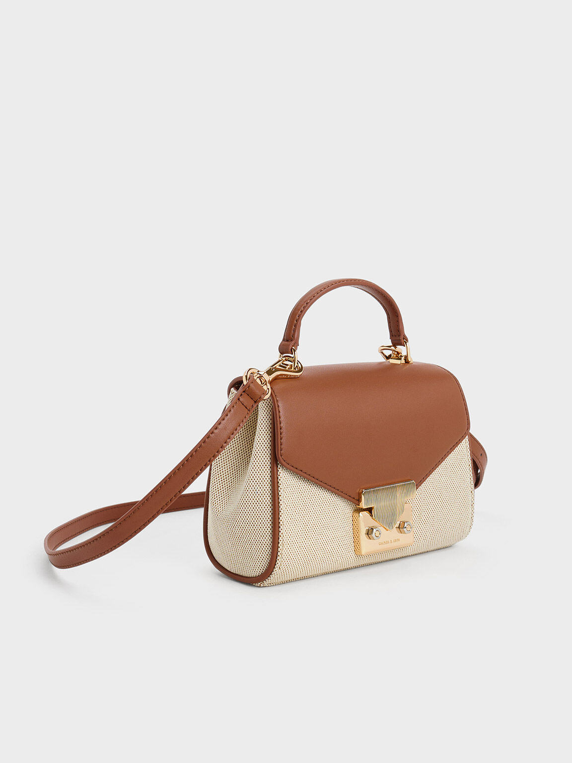 Tan Eudora Canvas Top Handle Bag CHARLES KEITH TH