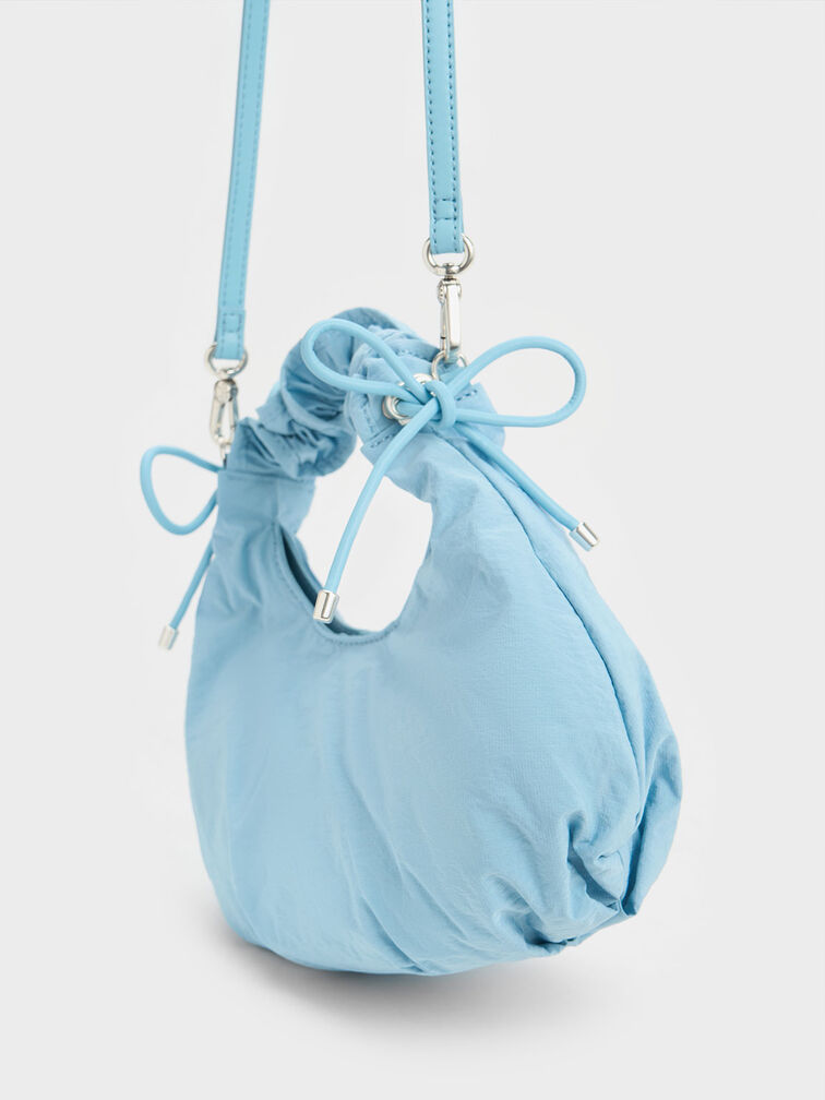 Maisy Ruched Nylon Bag, สีฟ้าอ่อน, hi-res