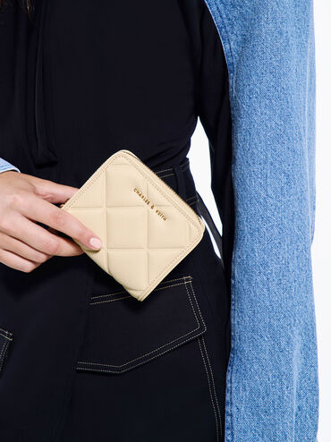 Anwen Quilted Zip-Around Wallet, Beige, hi-res