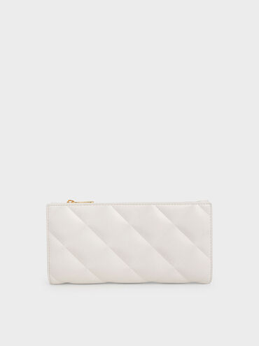 Danika Quilted Long Wallet, Cream, hi-res
