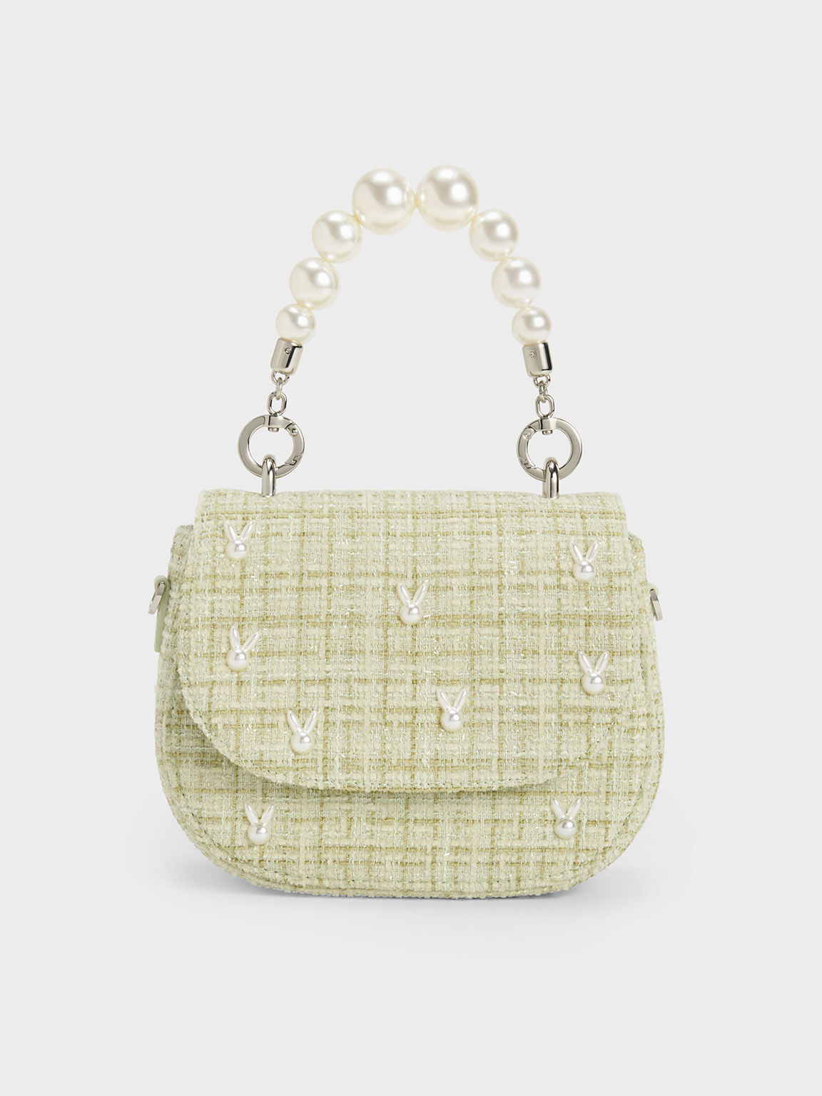Beaded top handle bag