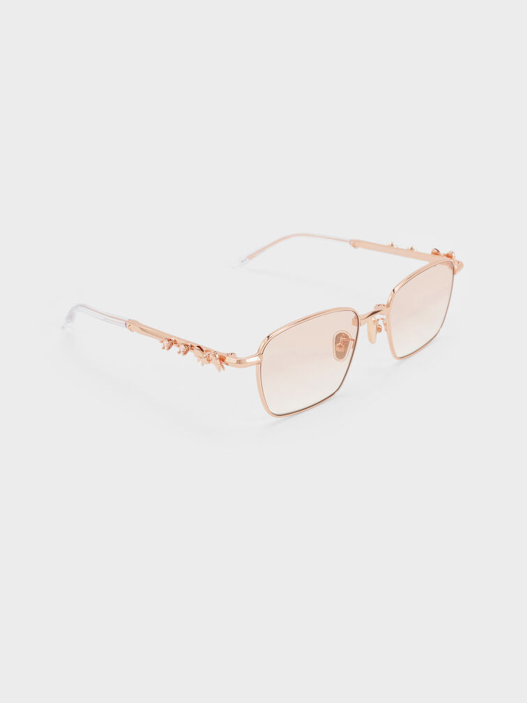 Paige Rectangular Sunglasses, Rose Gold, hi-res