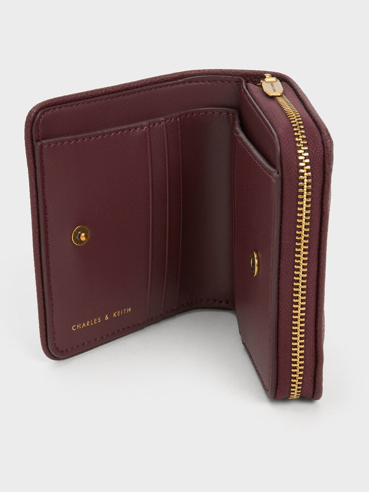 Anwen Quilted Zip-Around Wallet, สีเบอร์กันดี, hi-res