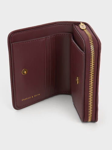 Anwen Quilted Zip-Around Wallet, สีเบอร์กันดี, hi-res