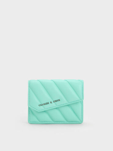 Asymmetric Flap Panelled Wallet, Mint Green, hi-res