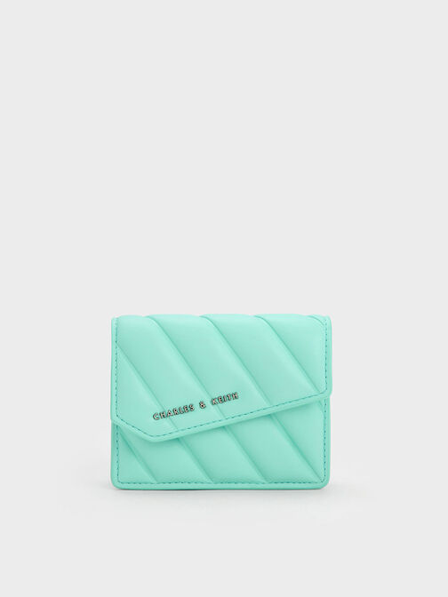 Asymmetric Flap Panelled Wallet, สีมินท์กรีน, hi-res