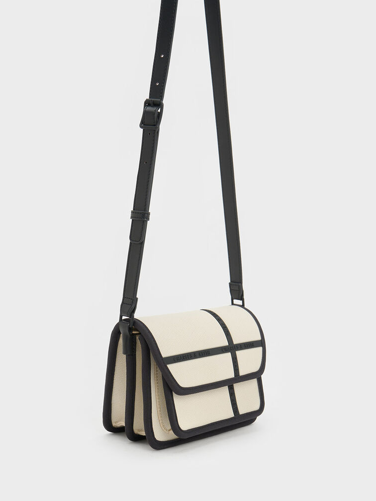 Avenue Contrast-Trim Crossbody Bag, สีครีม, hi-res